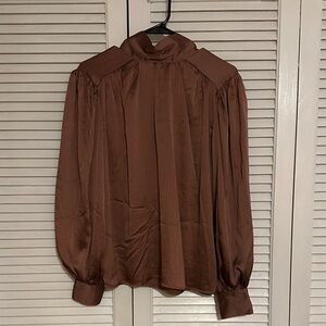 Flying Tomato Dusty Mauve Metallic Blouse